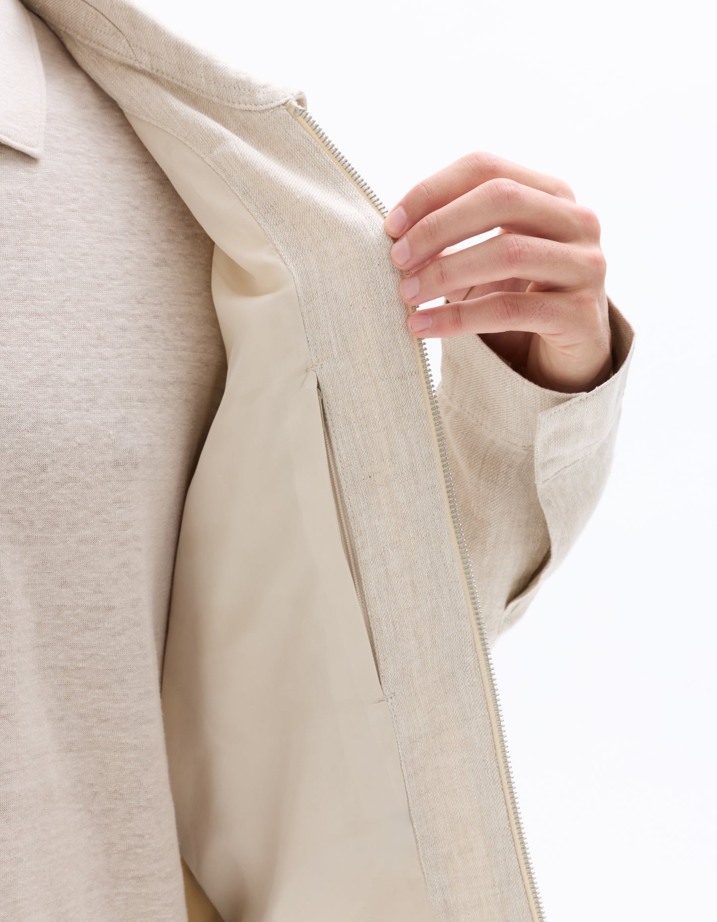 Regular Fit 100% Linen Regular Collar Jackets - Cream