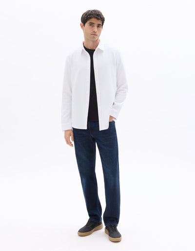 Celio Solid Regular Fit Cotton-Poly-Blend White Shirts