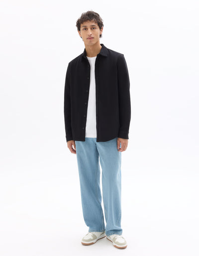 Celio Solid Regular Fit Cotton-Poly-Blend Black Shirts