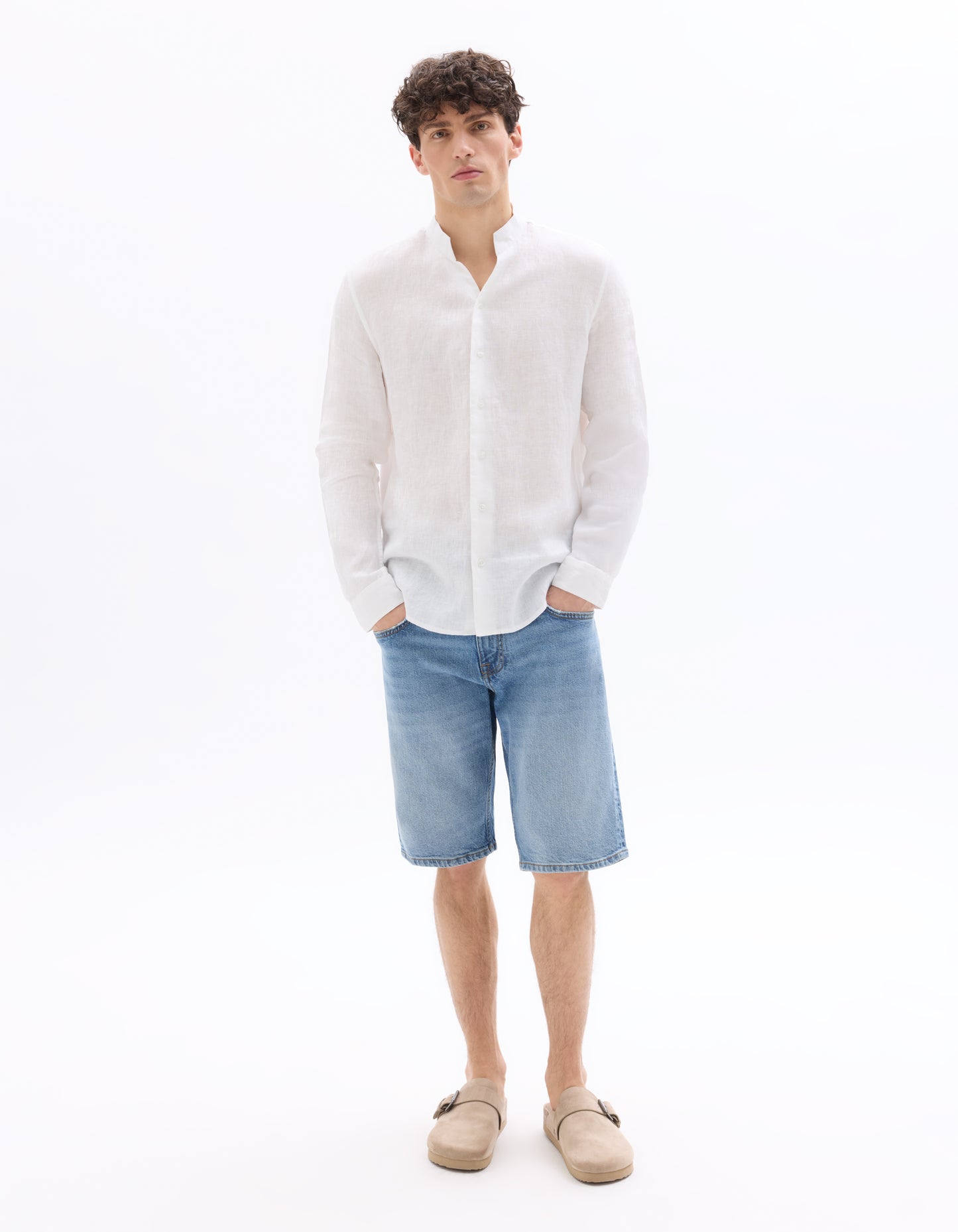 Celio Mens White Solid Regular Fit Linen Shirts