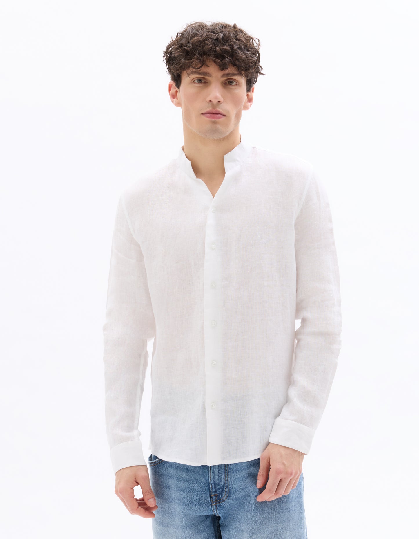 Celio Mens White Solid Regular Fit Linen Shirts