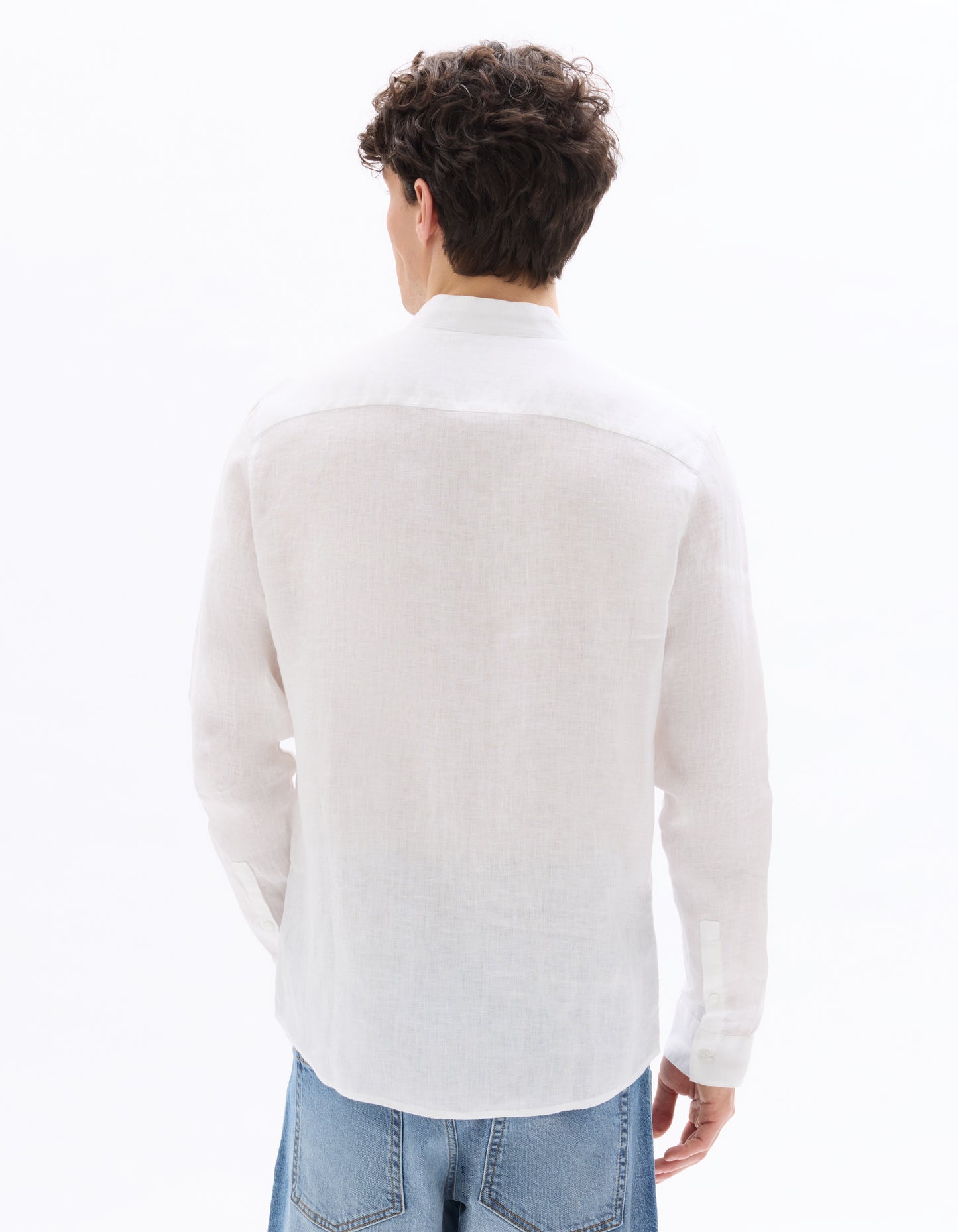 Celio Mens White Solid Regular Fit Linen Shirts