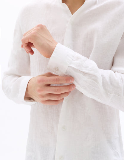 Celio Mens White Solid Regular Fit Linen Shirts
