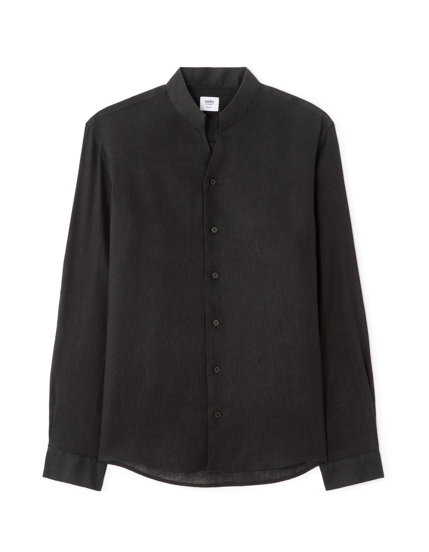 Celio Men Black Solid Regular Fit 100% Linen Shirts