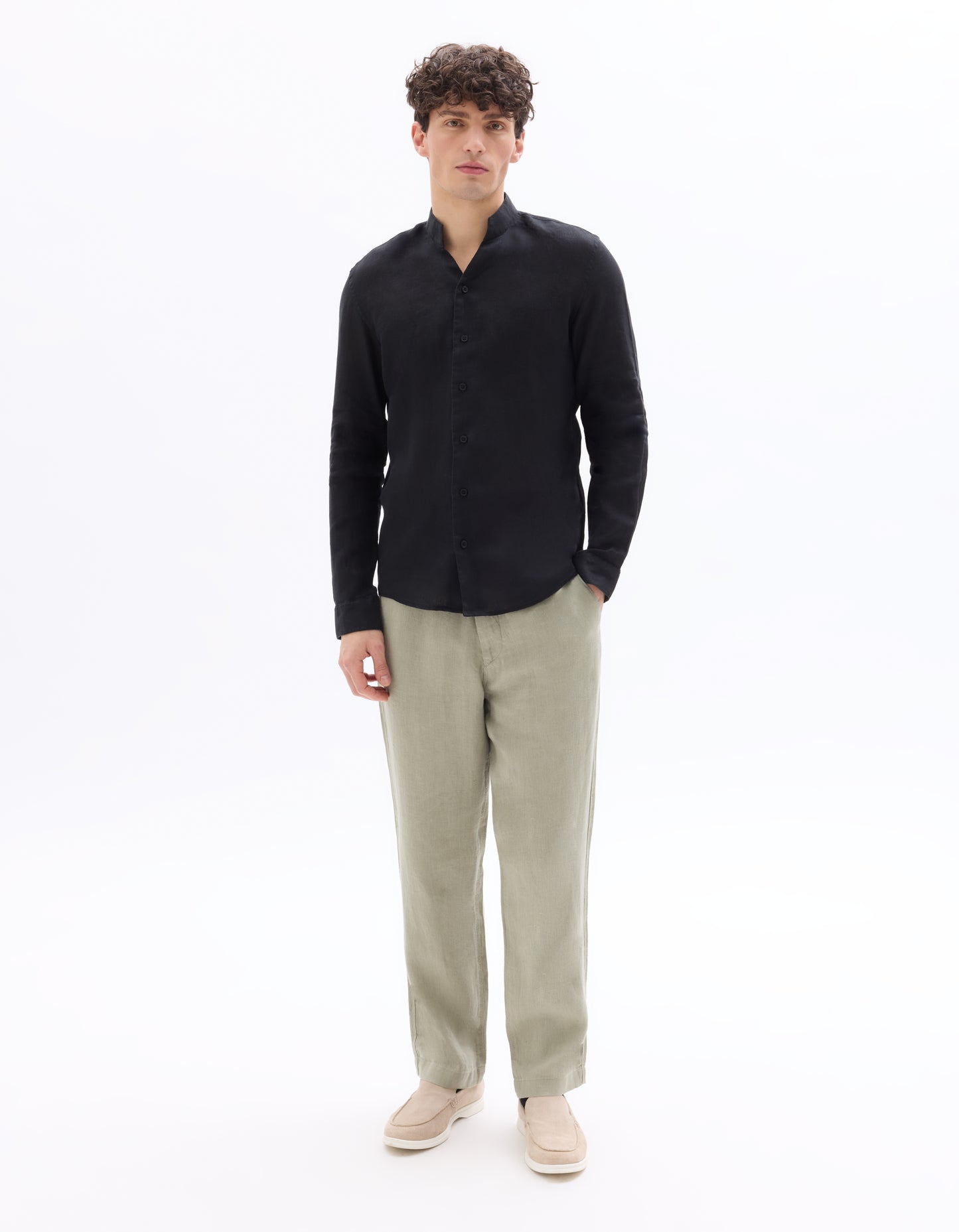 Celio Men Black Solid Regular Fit 100% Linen Shirts