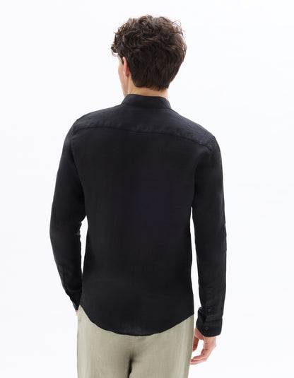 Celio Men Black Solid Regular Fit 100% Linen Shirts
