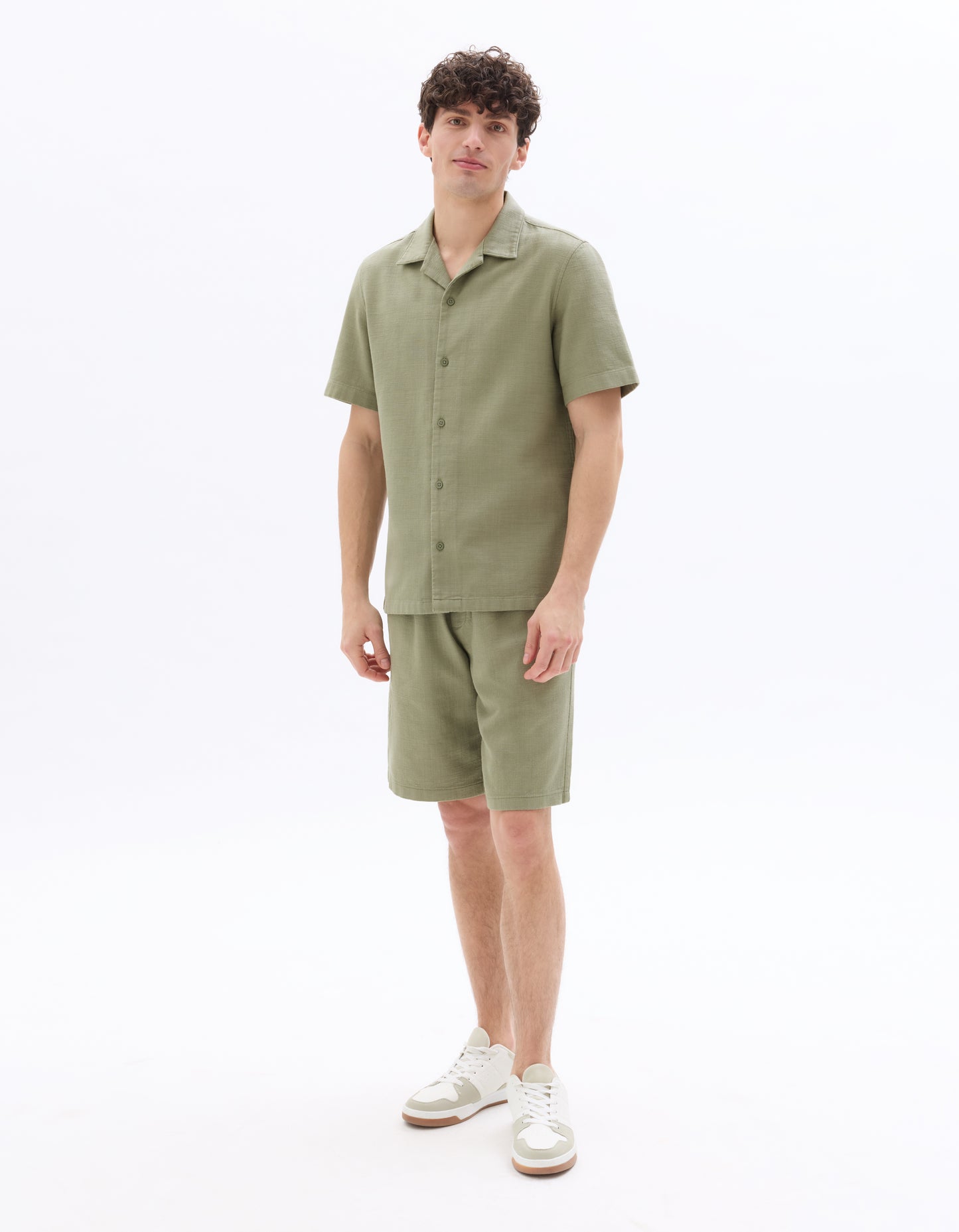 Celio Solid  Cotton Khaki Shirt