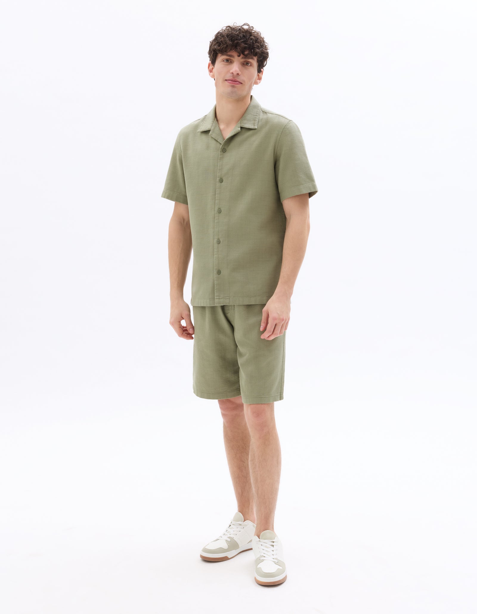 Celio Solid  Cotton Khaki Shirt