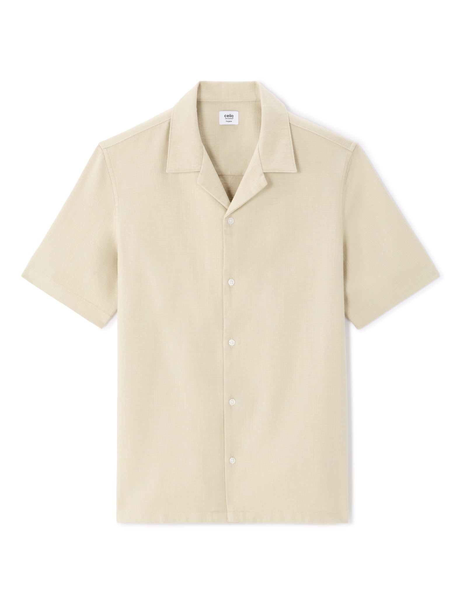 Celio Solid  Cotton Beige Shirt