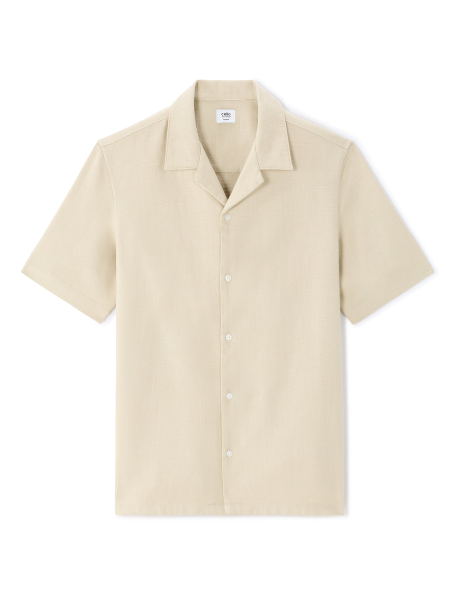 Celio Solid  Cotton Beige Shirt