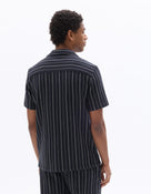 Regular Fit 100% Cotton Cuban Collar Shirt - Navy Blue