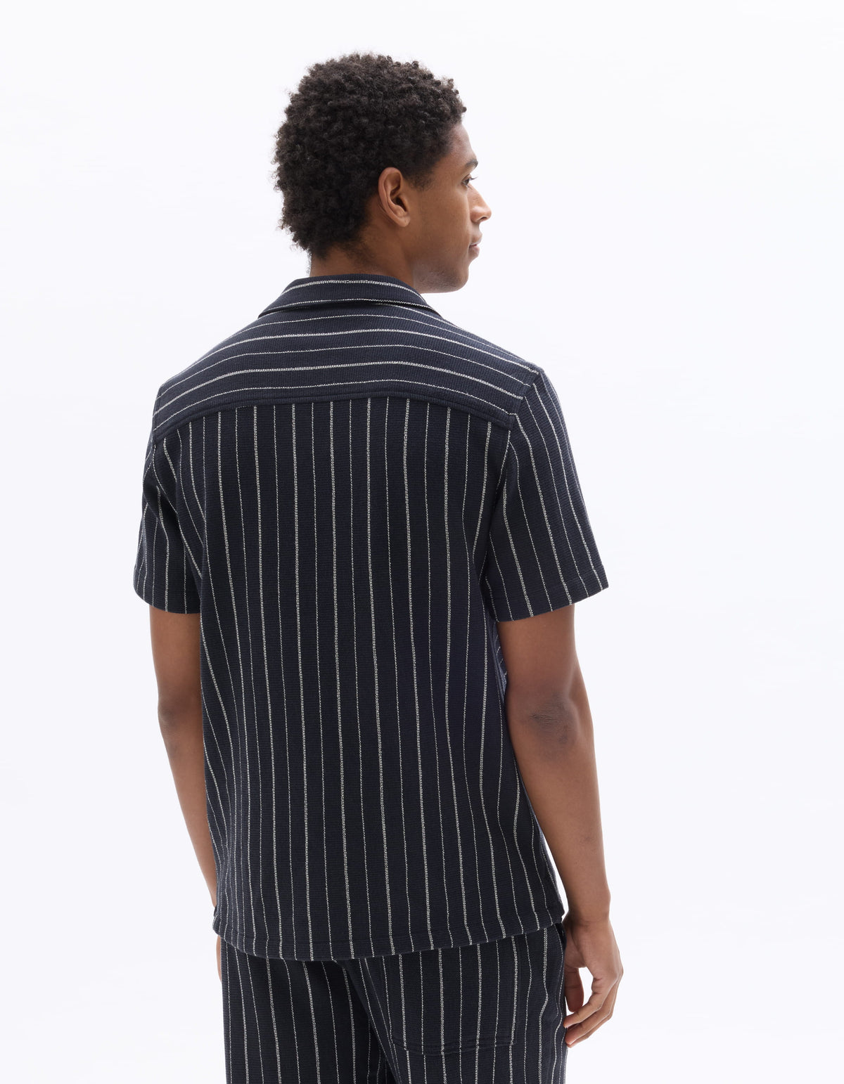Regular Fit 100% Cotton Cuban Collar Shirt - Navy Blue