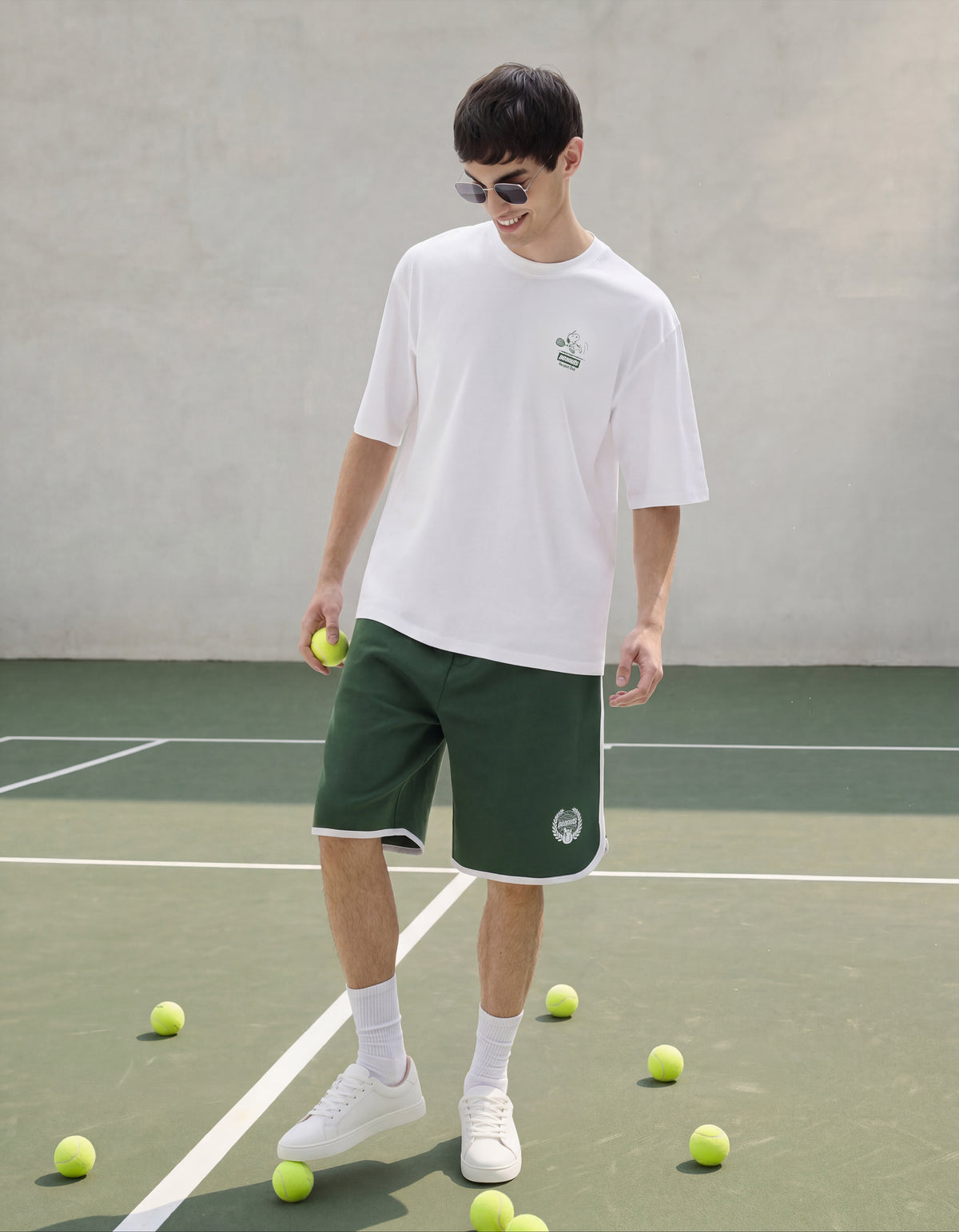 Peanuts Regular Fit 100% Cotton Solid Shorts - Green