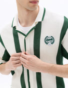 Peanuts Regular Fit 100% Cotton Stripes Cuban Collar Shirts - White