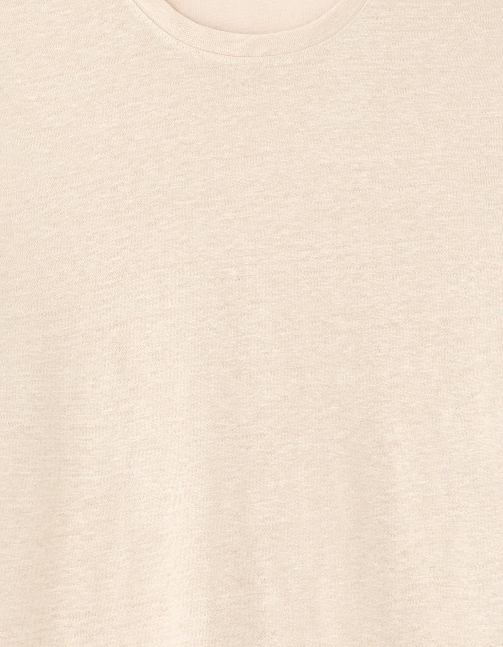 Celio*  Solid Regular Fit-100% Linen Roundneck T-Shirt-Light Beige
