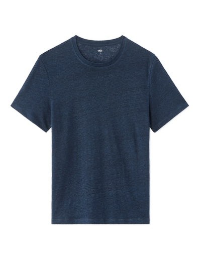Celio Mens Blue Solid Regular Fit Linen T-Shirts