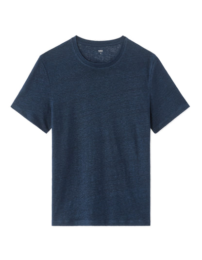 Celio Mens Blue Solid Regular Fit Linen T-Shirts