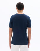 Celio Mens Blue Solid Regular Fit Linen T-Shirts