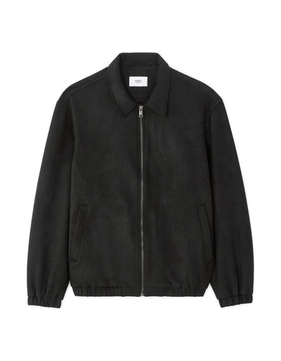 Regular Fit 100% Polyester Spread Collar Jacket - Black