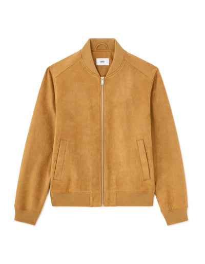 Regular Fit Polyester Mock Neck Jacket - Brown
