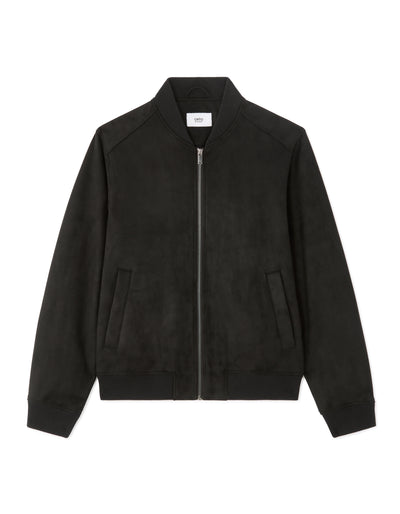 Regular Fit Polyester Mock Neck Jacket - Black
