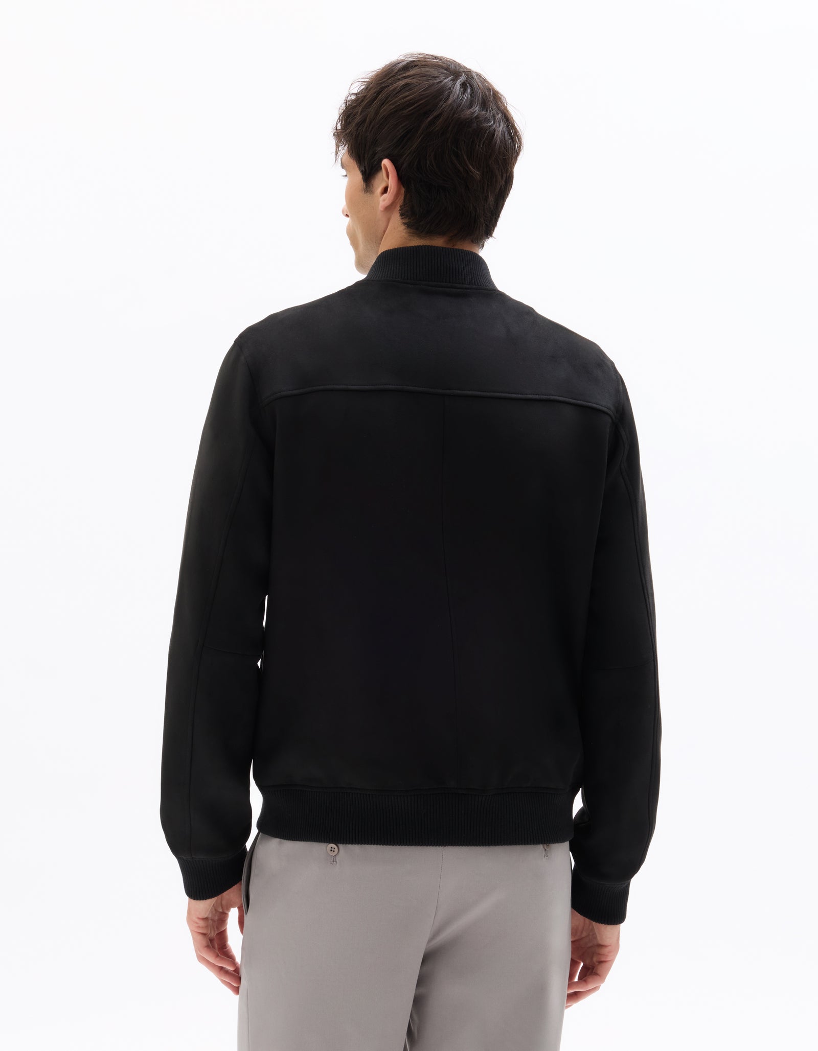 Regular Fit Polyester Mock Neck Jacket - Black