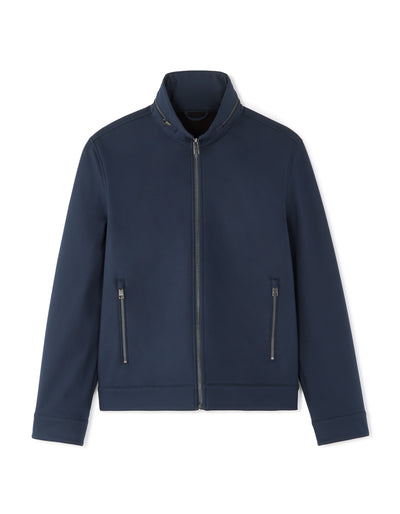 Regular Fit 100% Polyester High Neck Jacket - Navy Blue
