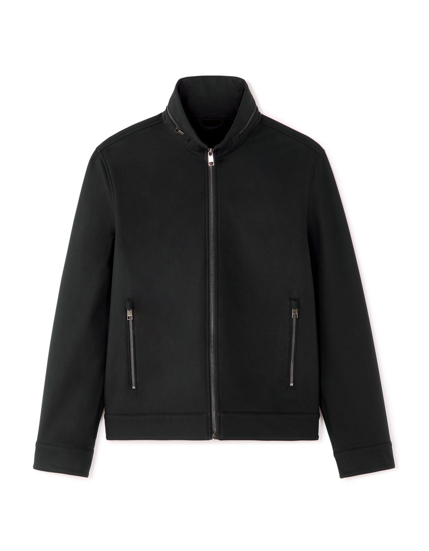 Regular Fit 100% Polyester Mock Jacket - Black