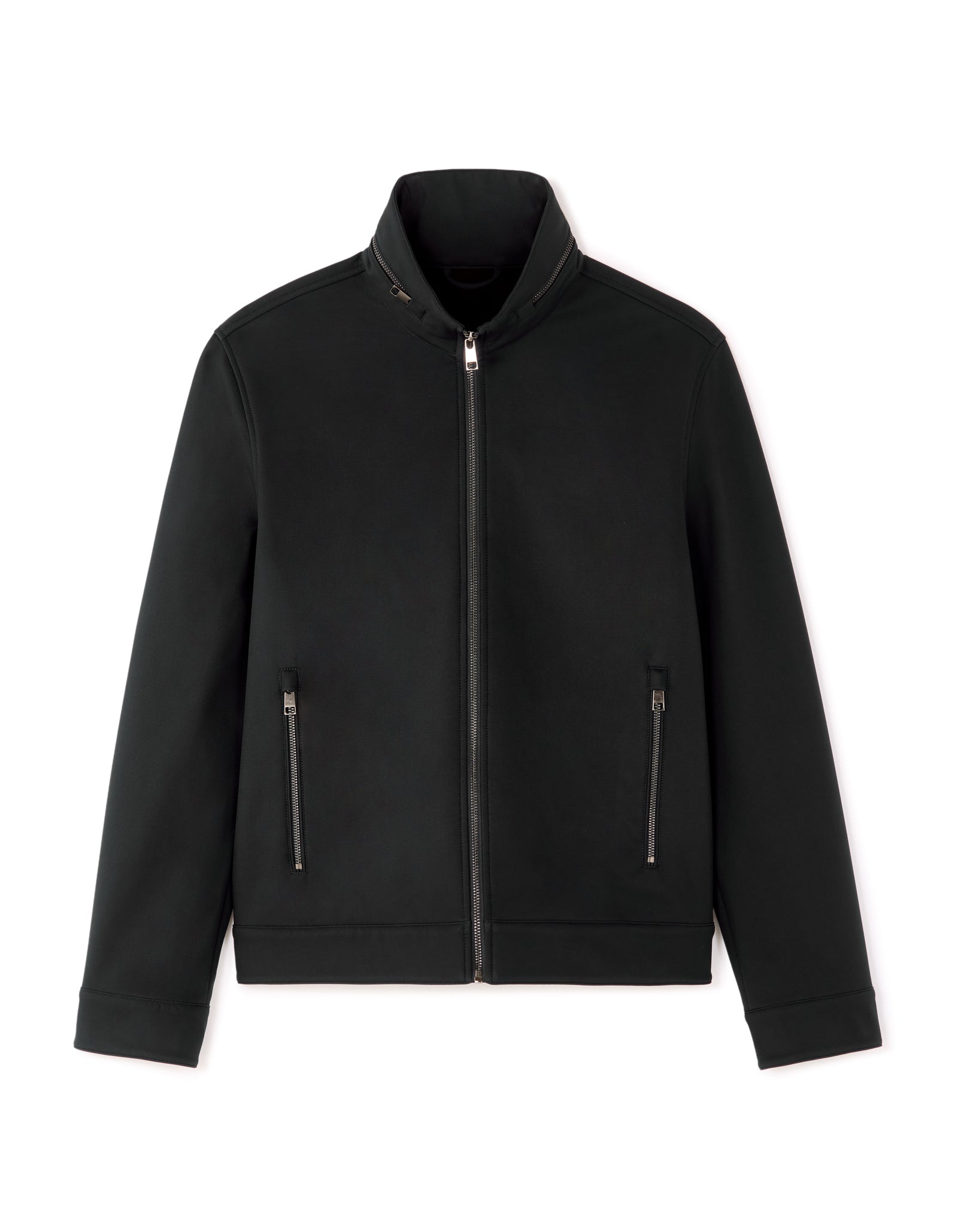 Regular Fit 100% Polyester Mock Jacket - Black