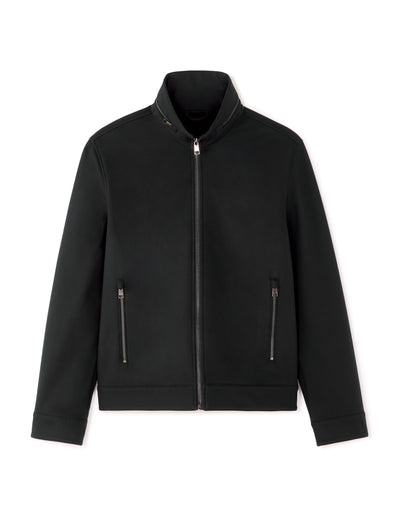 Regular Fit 100% Polyester Mock Jacket - Black