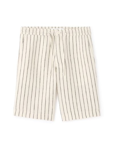 Celio Solid Straight Fit Linen Off-White Shorts
