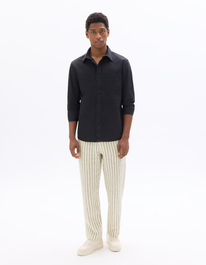Celio Solid Straight Fit Linen Off-White Trousers