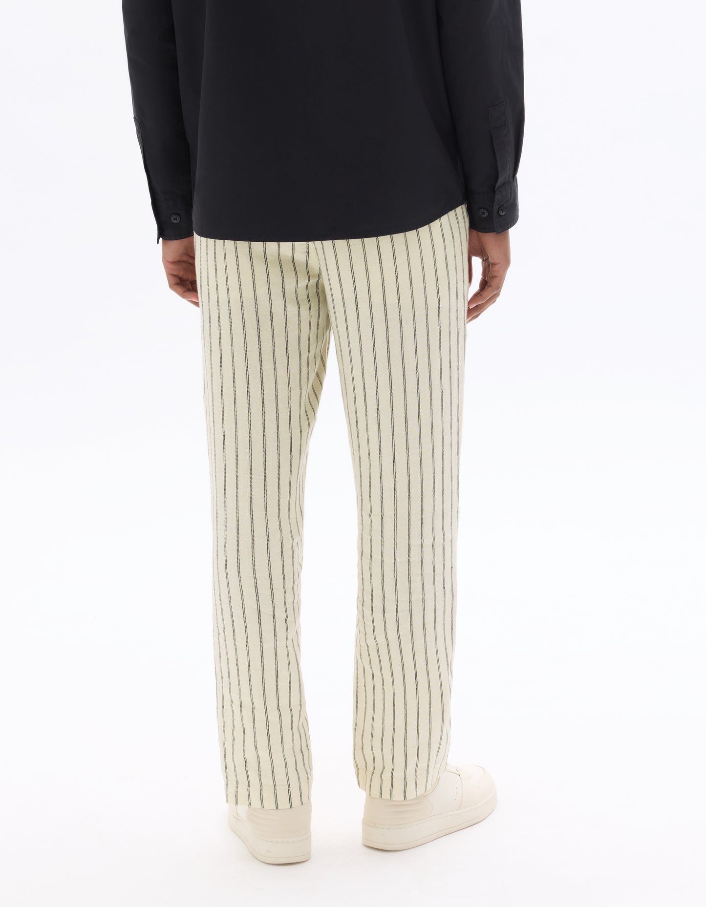 Celio Solid Straight Fit Linen Off-White Trousers