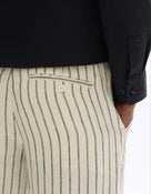 Celio Solid Straight Fit Linen Off-White Trousers