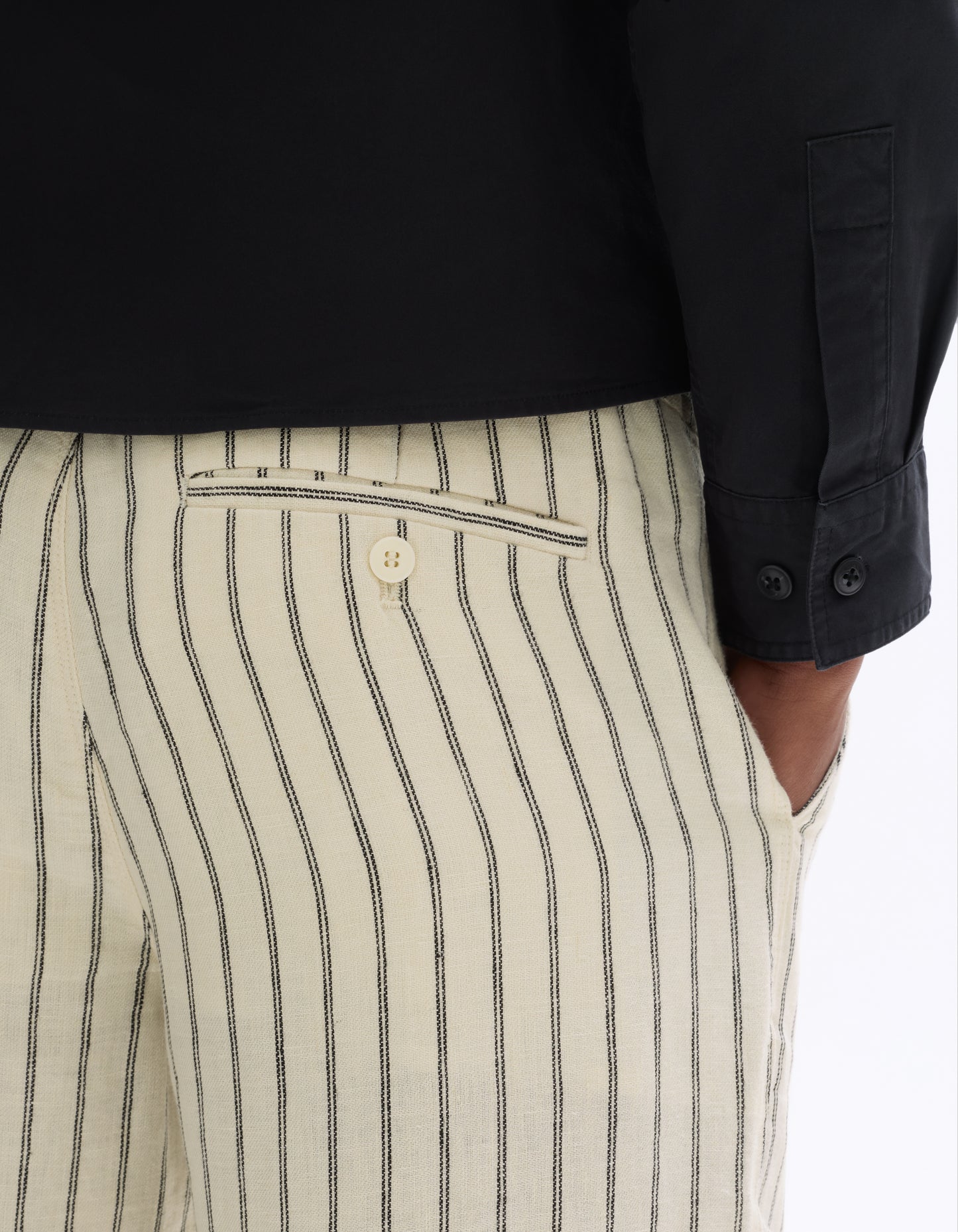 Celio Solid Straight Fit Linen Off-White Trousers