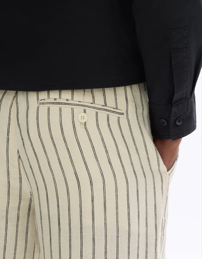 Celio Solid Straight Fit Linen Off-White Trousers
