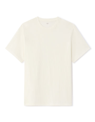 Celio Mens Off White Solid Boxy Fit Cotton T-Shirts