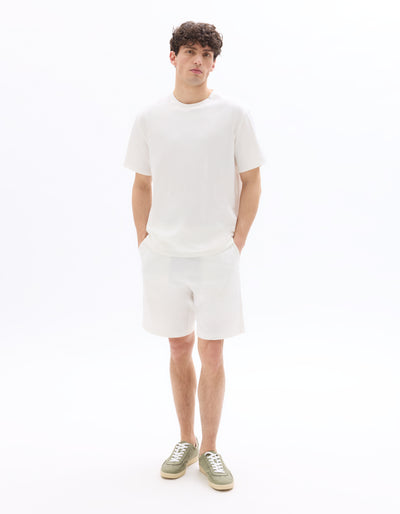 Celio Mens Off White Solid Boxy Fit Cotton T-Shirts