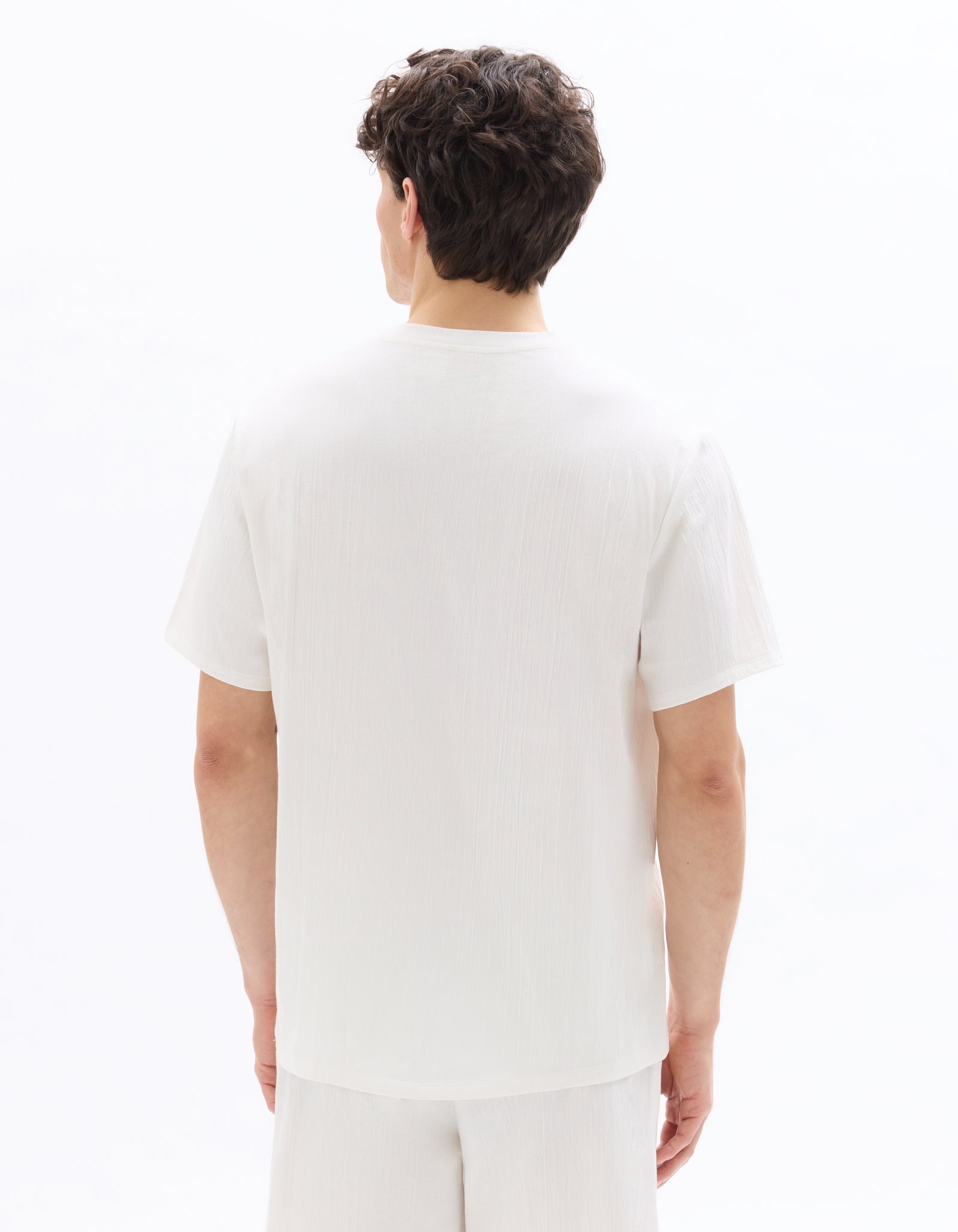 Celio Mens Off White Solid Boxy Fit Cotton T-Shirts