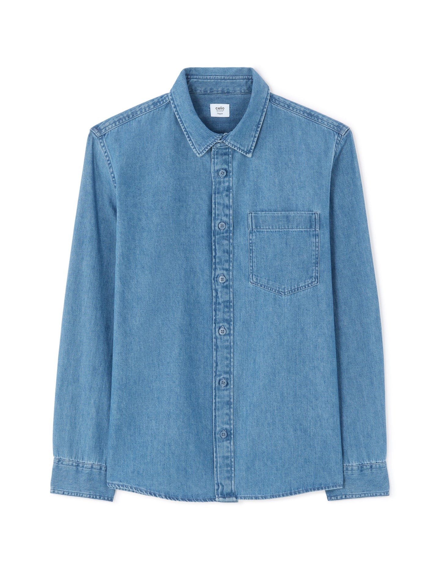 Regular Fit 100% Cotton Solid Spread Collar Shirts - Blue