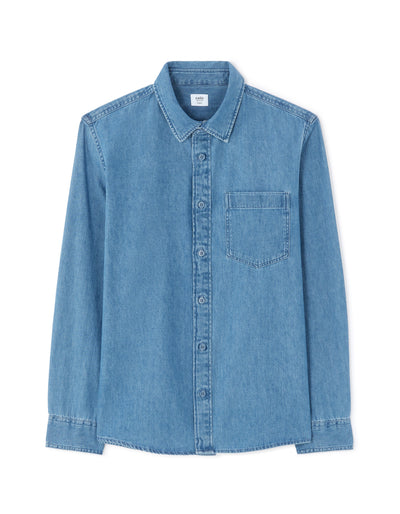 Regular Fit 100% Cotton Solid Spread Collar Shirts - Blue
