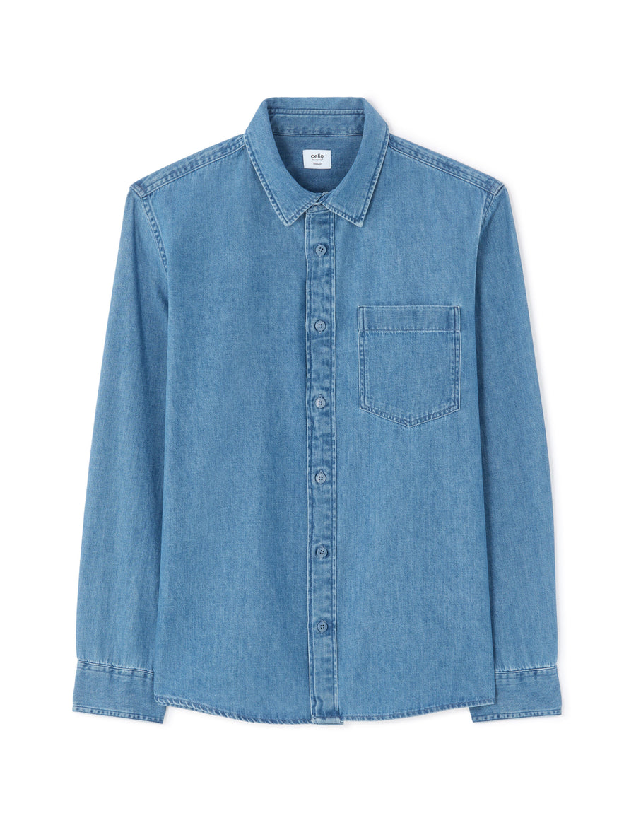 Regular Fit 100% Cotton Solid Spread Collar Shirts - Blue