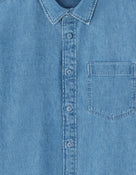 Regular Fit 100% Cotton Solid Spread Collar Shirts - Blue