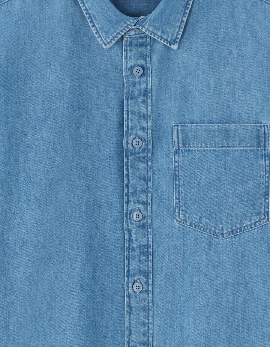 Regular Fit 100% Cotton Solid Spread Collar Shirts - Blue