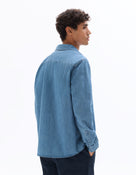 Regular Fit 100% Cotton Solid Spread Collar Shirts - Blue