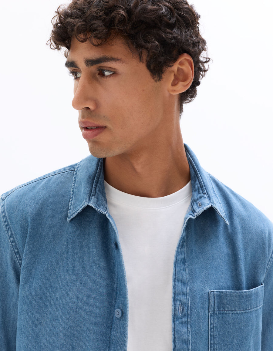 Regular Fit 100% Cotton Solid Spread Collar Shirts - Blue