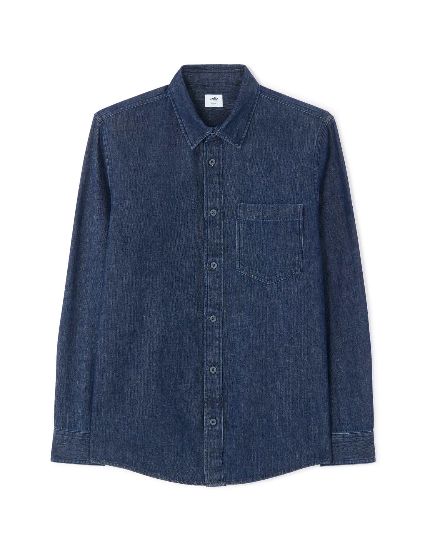 Regular Fit 100% Cotton Spread Collar Shirt - Blue