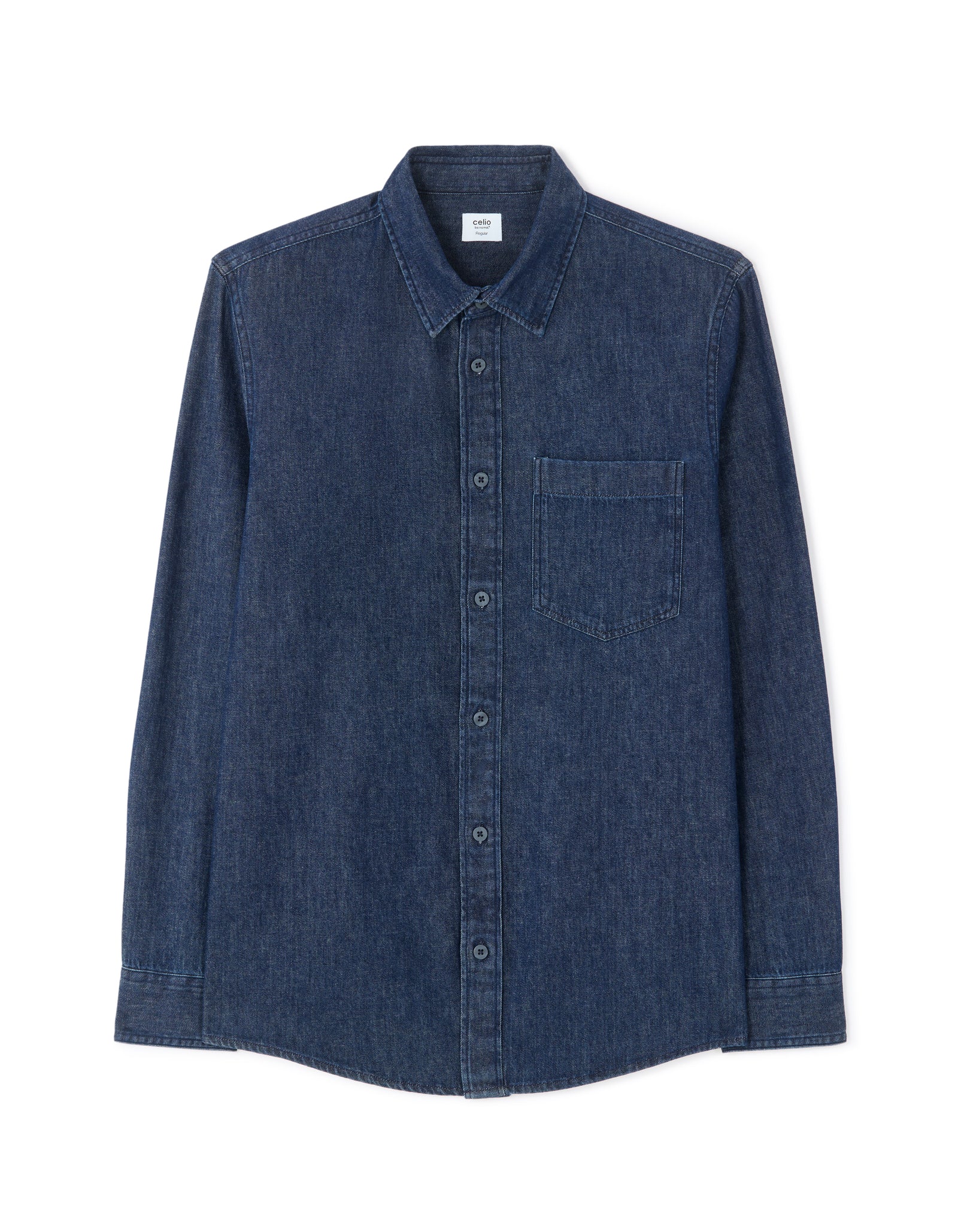 Regular Fit 100% Cotton Spread Collar Shirt - Blue