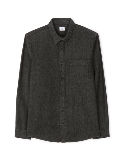 Regular Fit 100% Cotton Spread Collar Shirt - Black