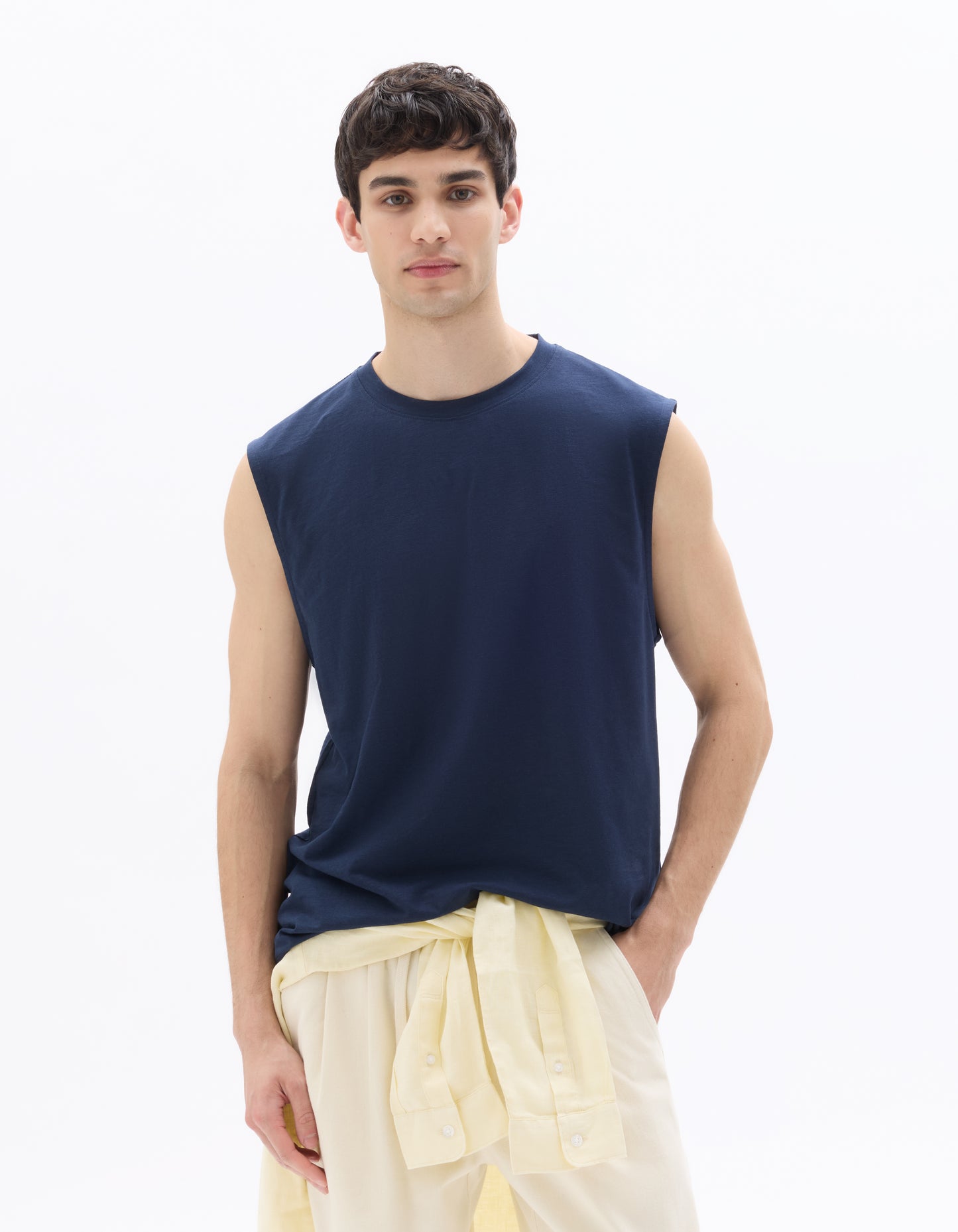 Regular Fit Poly-Cotton Solid Crew Neck T-Shirts